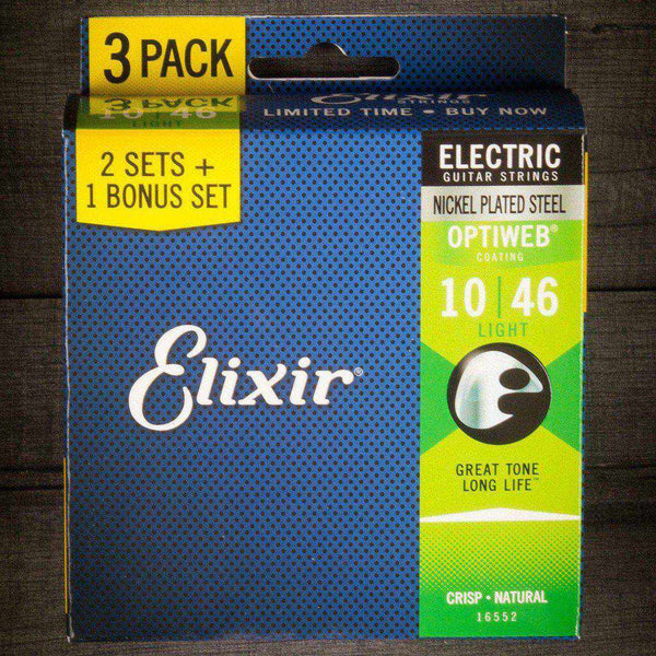 Elixir Electric Optiweb Guitar Strings 3 Pack: 10-46