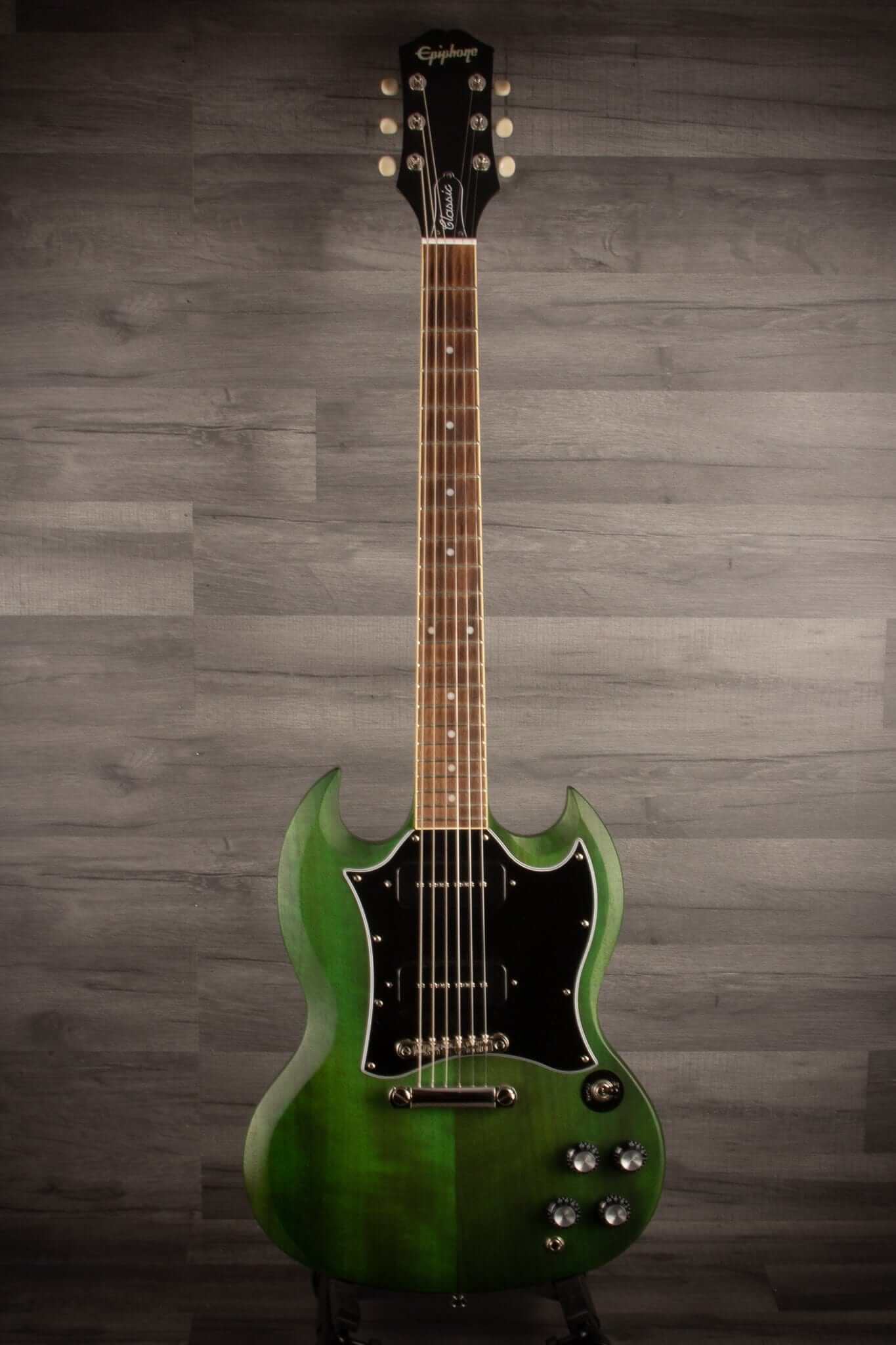 USED - Epiphone SG Classic Worn P-90s - Inverness Green, inc pod case