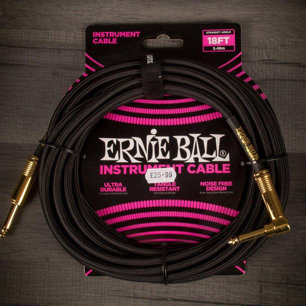 Ernie Ball Accessories Ernie Ball Angled Guitar Cable Black - 18 Ft
