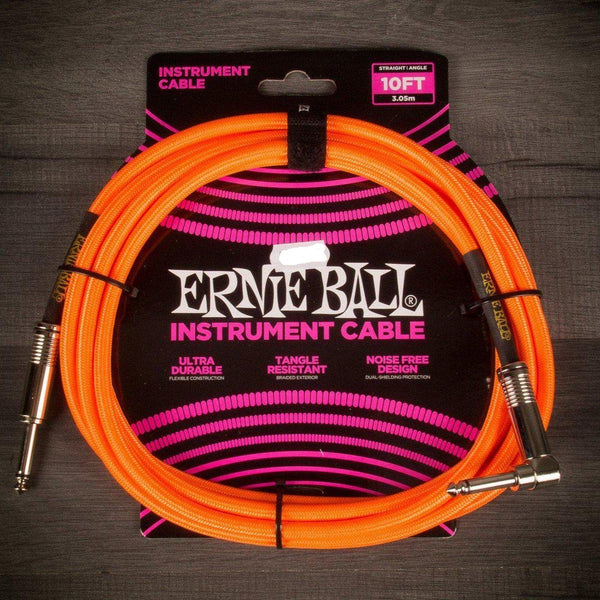 Ernie Ball Accessories Ernie Ball Angled Guitar Cable Neon Orange - 10 Ft