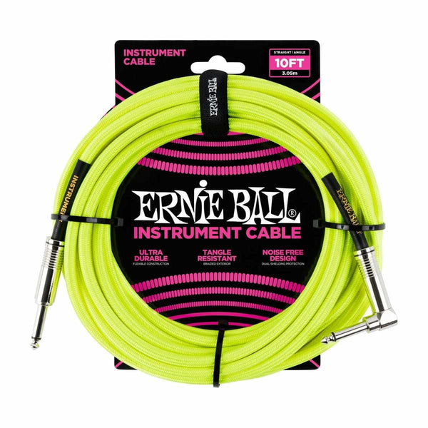 Ernie Ball Accessories Ernie Ball Angled Guitar Cable Neon Yellow - 10 Ft