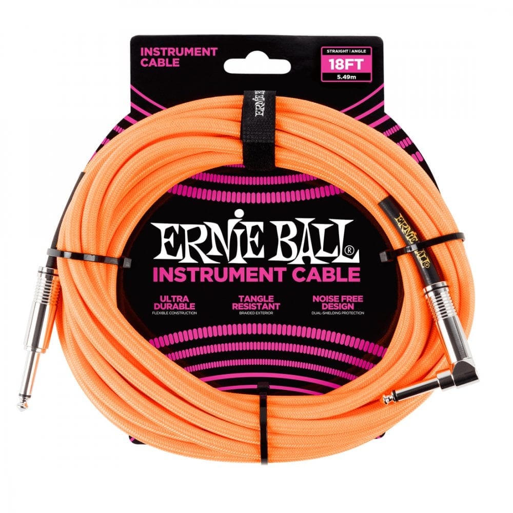 Ernie Ball Accessories Ernie Ball Angled Guitar Cable Orange - 18 Ft
