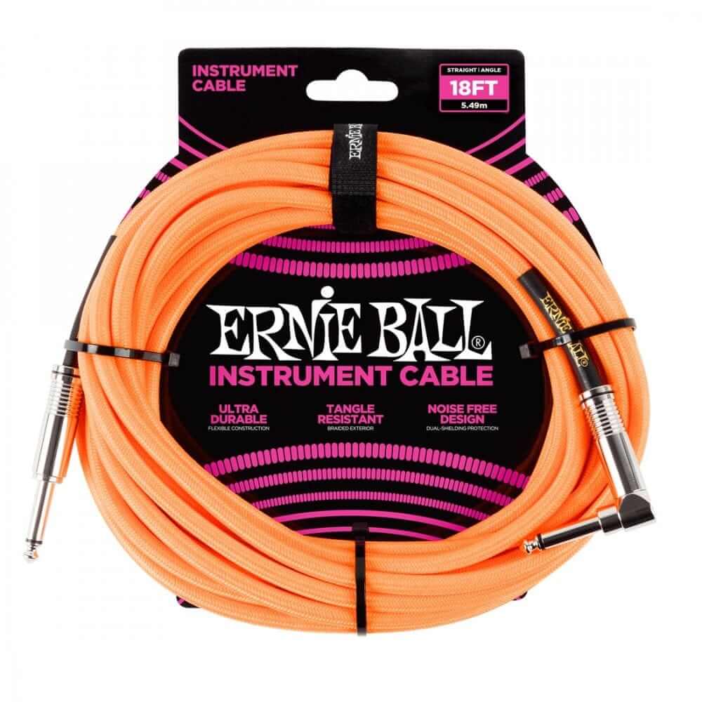 Ernie Ball Angled Guitar Cable Orange - 18 Ft