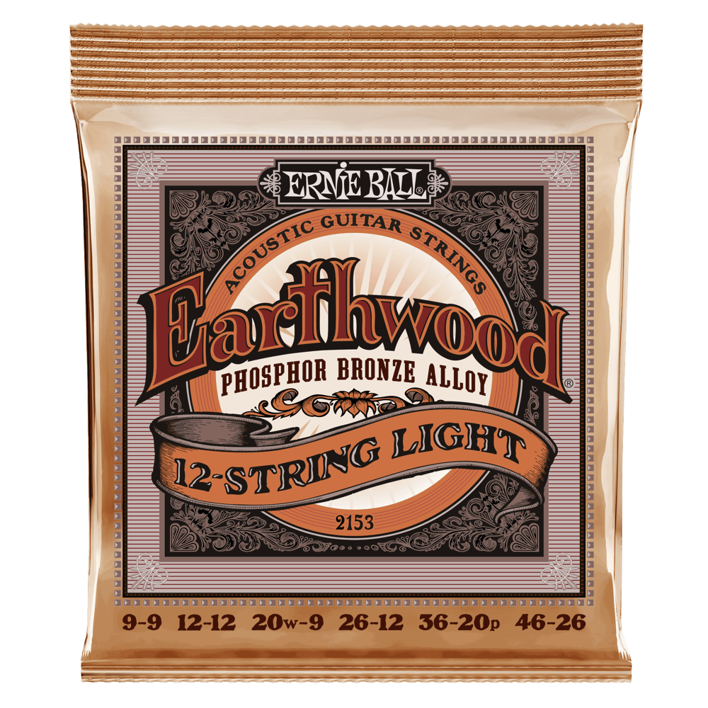 Ernie Ball 2153 Earthwood 12 String Phosphor Bronze Acoustic Guitar Strings Light