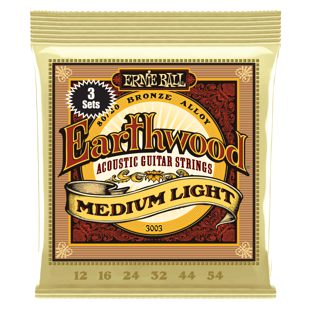 Ernie Ball Strings Ernie Ball 3003 Earthwood Light 80/20 Bronze 12-54 - 3 Pack