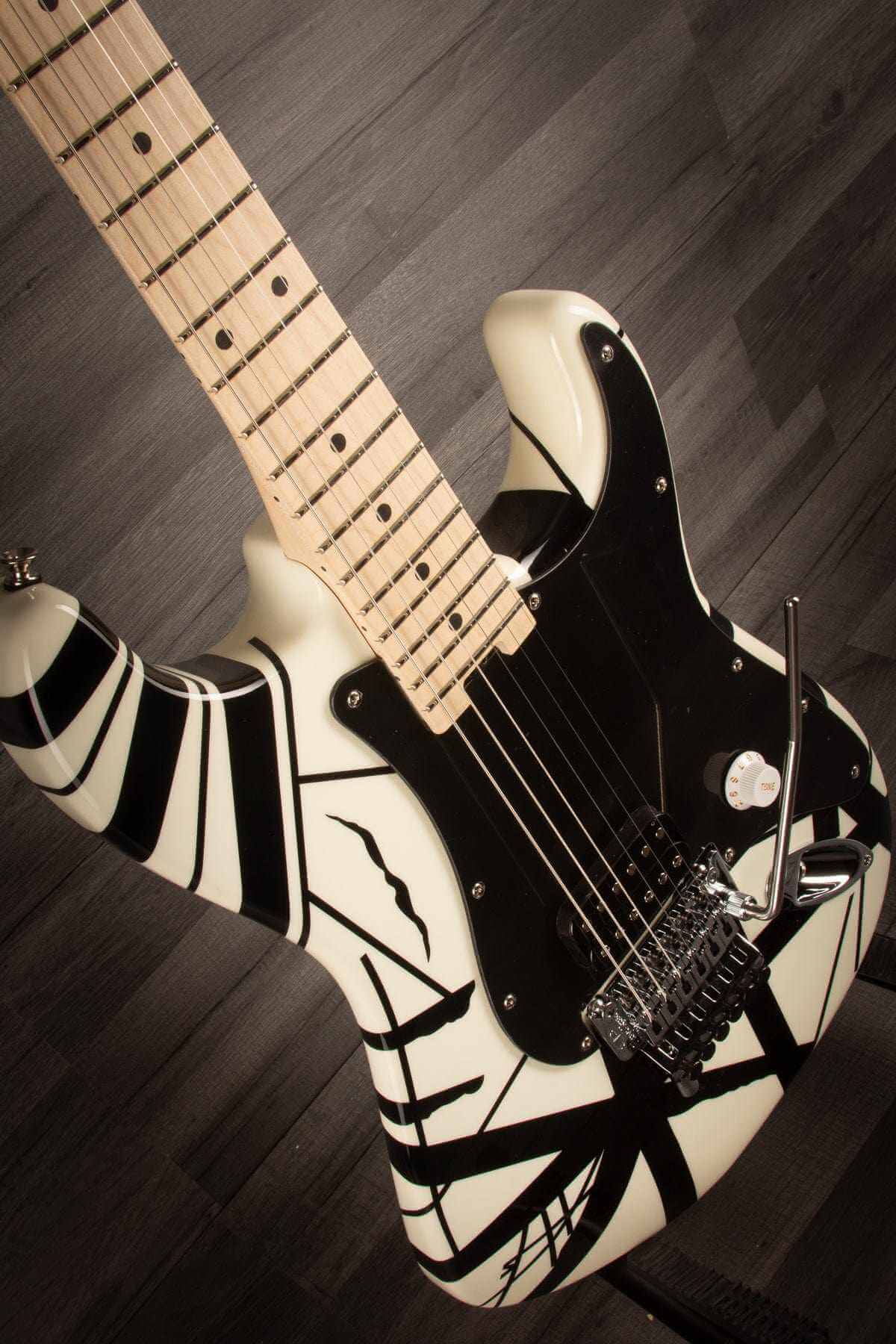 EVH Striped Series Electric Guitar - White with Black Stripes