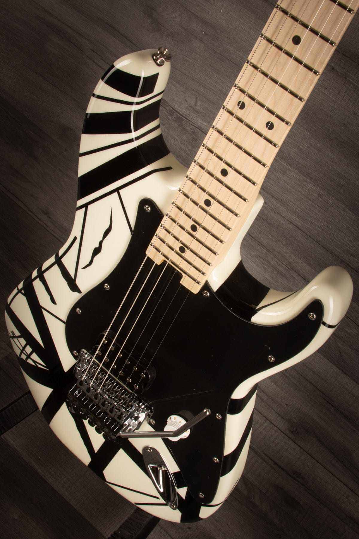EVH Striped Series Electric Guitar - White with Black Stripes