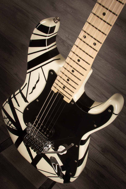 EVH Striped Series Electric Guitar - White with Black Stripes
