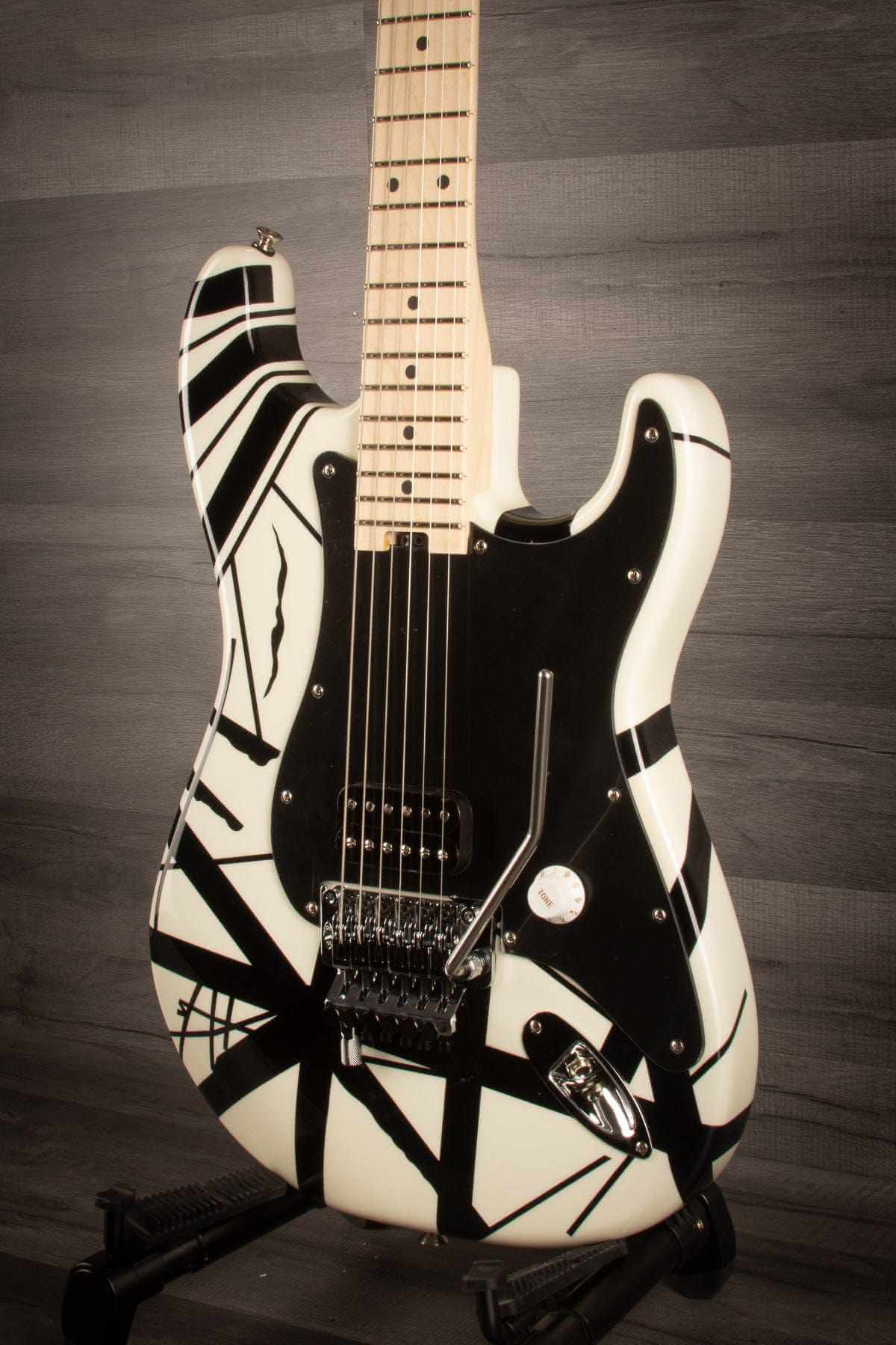 EVH Striped Series Electric Guitar - White with Black Stripes