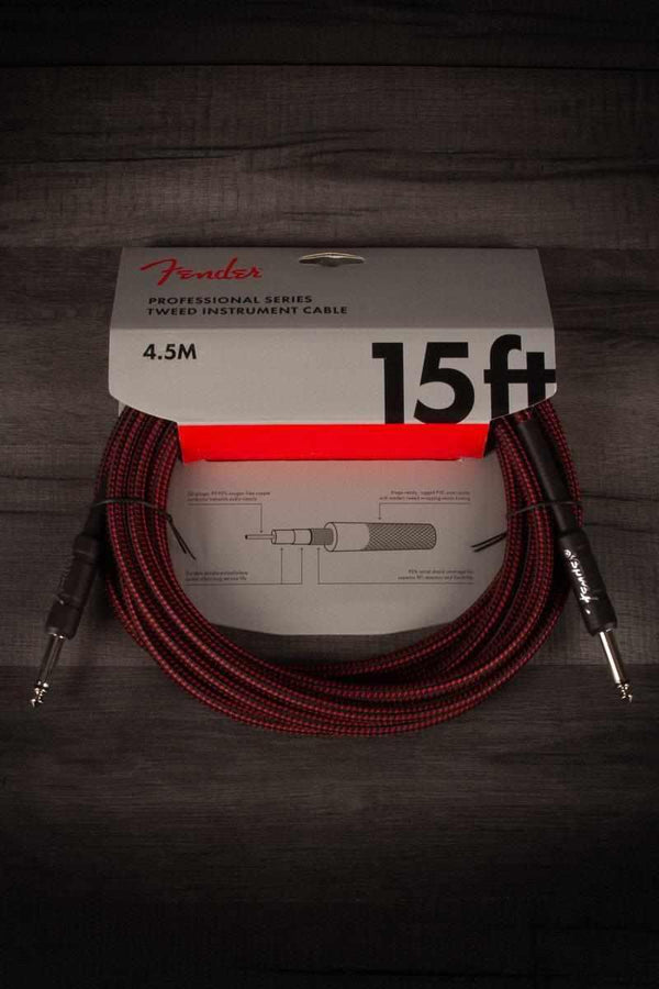 Fender Professional Series 15' Instrument Cable Red Tweed