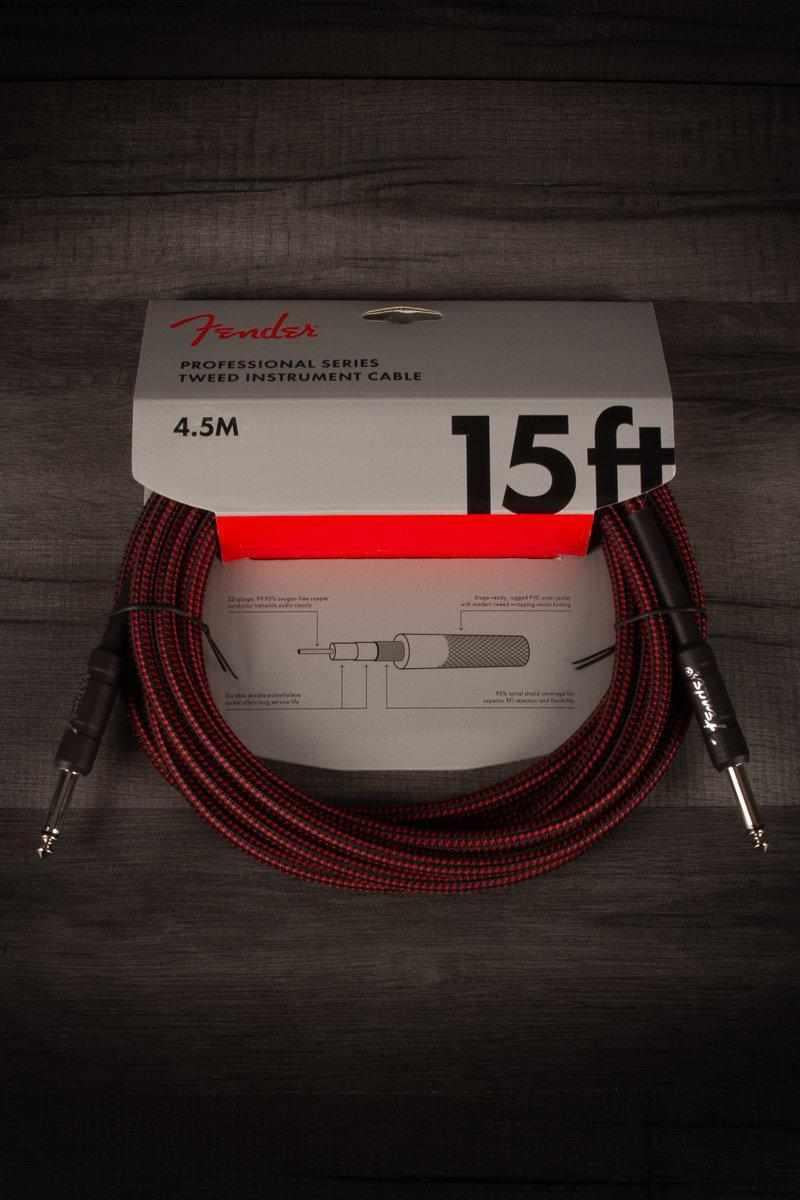 Fender Professional Series 15' Instrument Cable Red Tweed
