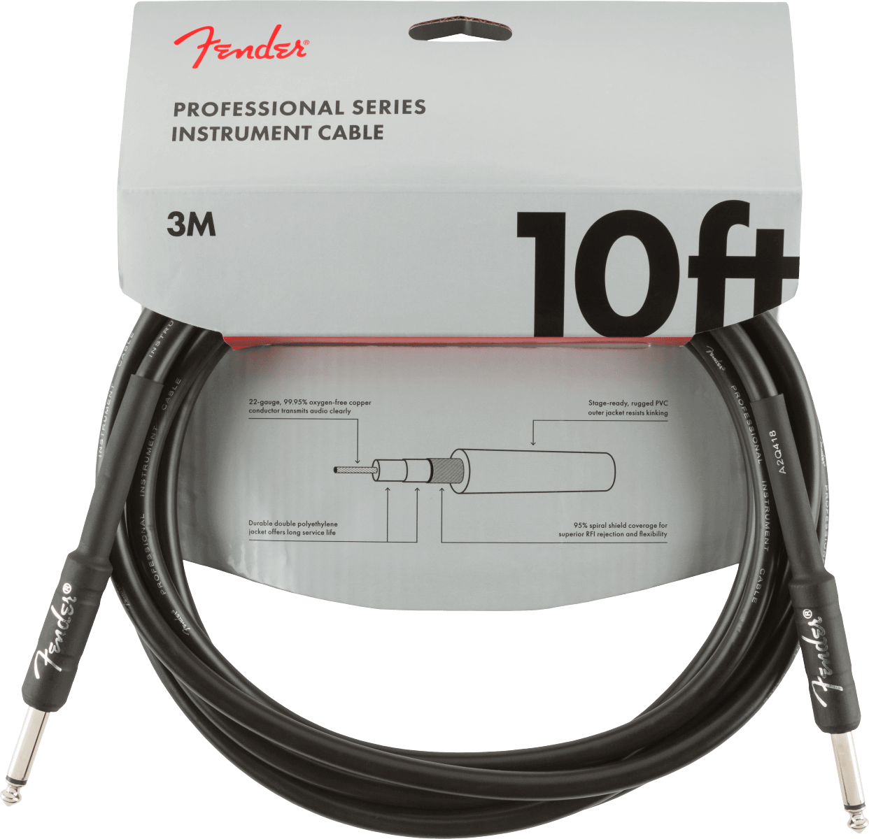 Fender Accessories Fender Professional Series Instrument Cable 10 Foot Straight Black