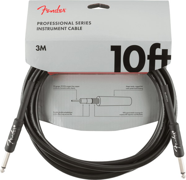Fender Accessories Fender Professional Series Instrument Cable 10 Foot Straight Black