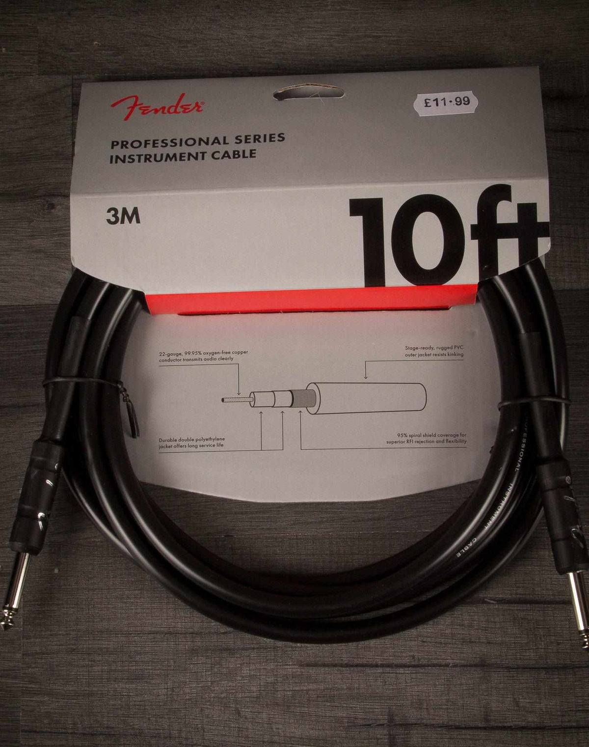 Fender Professional Series Instrument Cable 10ft Black
