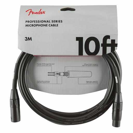 MusicStreet Accessories Fender Professional Series Microphone Cable, 10ft - Black