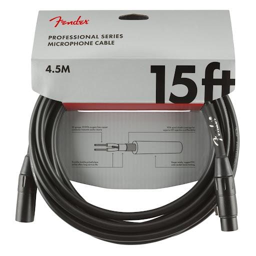 Fender Accessories Fender Professional Series Microphone Cable, 15ft - Black