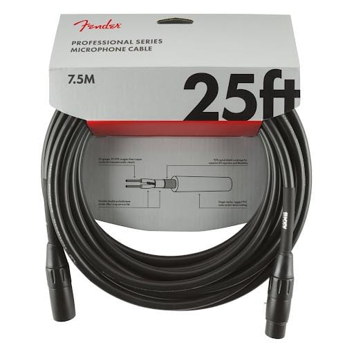 MusicStreet Accessories Fender Professional Series Microphone Cable, 25ft - Black