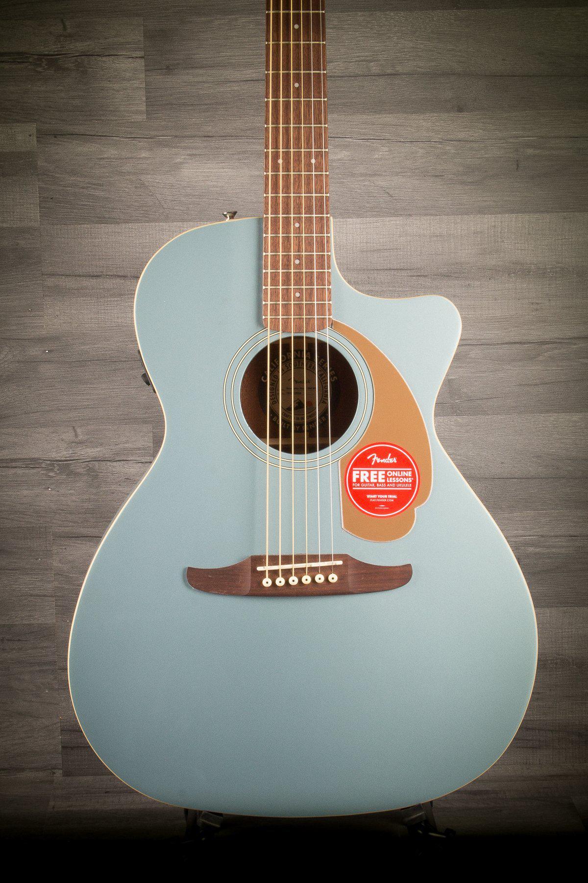 Fender Acoustic Guitar Fender California Series Newporter Player Ice Blue Satin