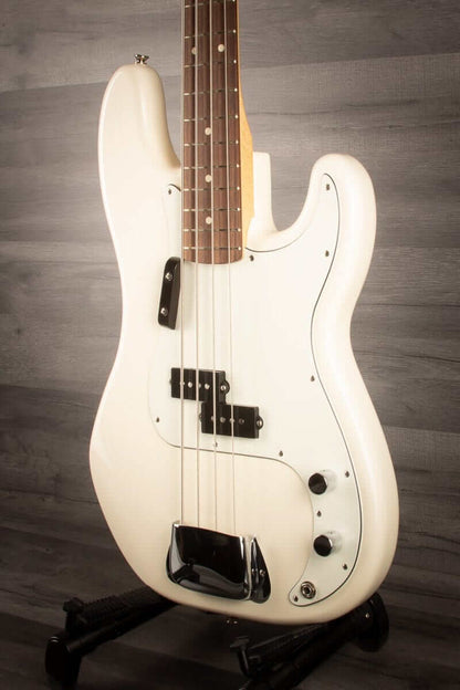 USED - Fender Standard Precision Bass Guitar, Rosewood Fingerboard - Olympic White