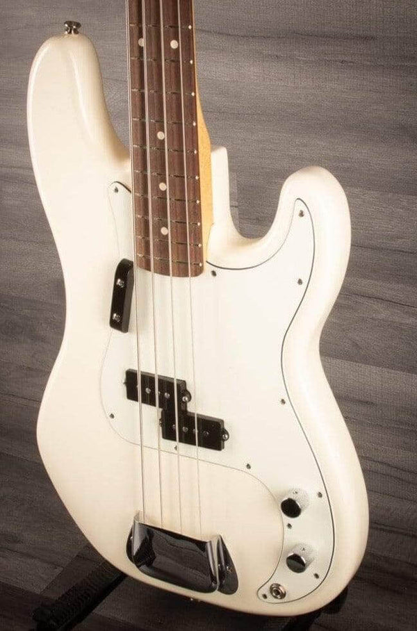 Fender Bass Guitar USED - Fender Standard Precision Bass Rosewood Fingerboard - Olympic White