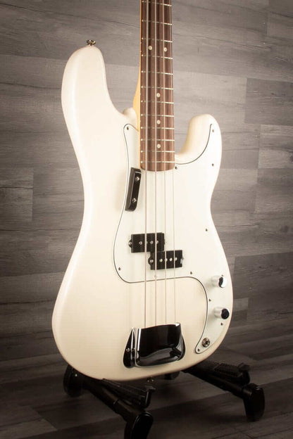 USED - Fender Standard Precision Bass Guitar, Rosewood Fingerboard - Olympic White