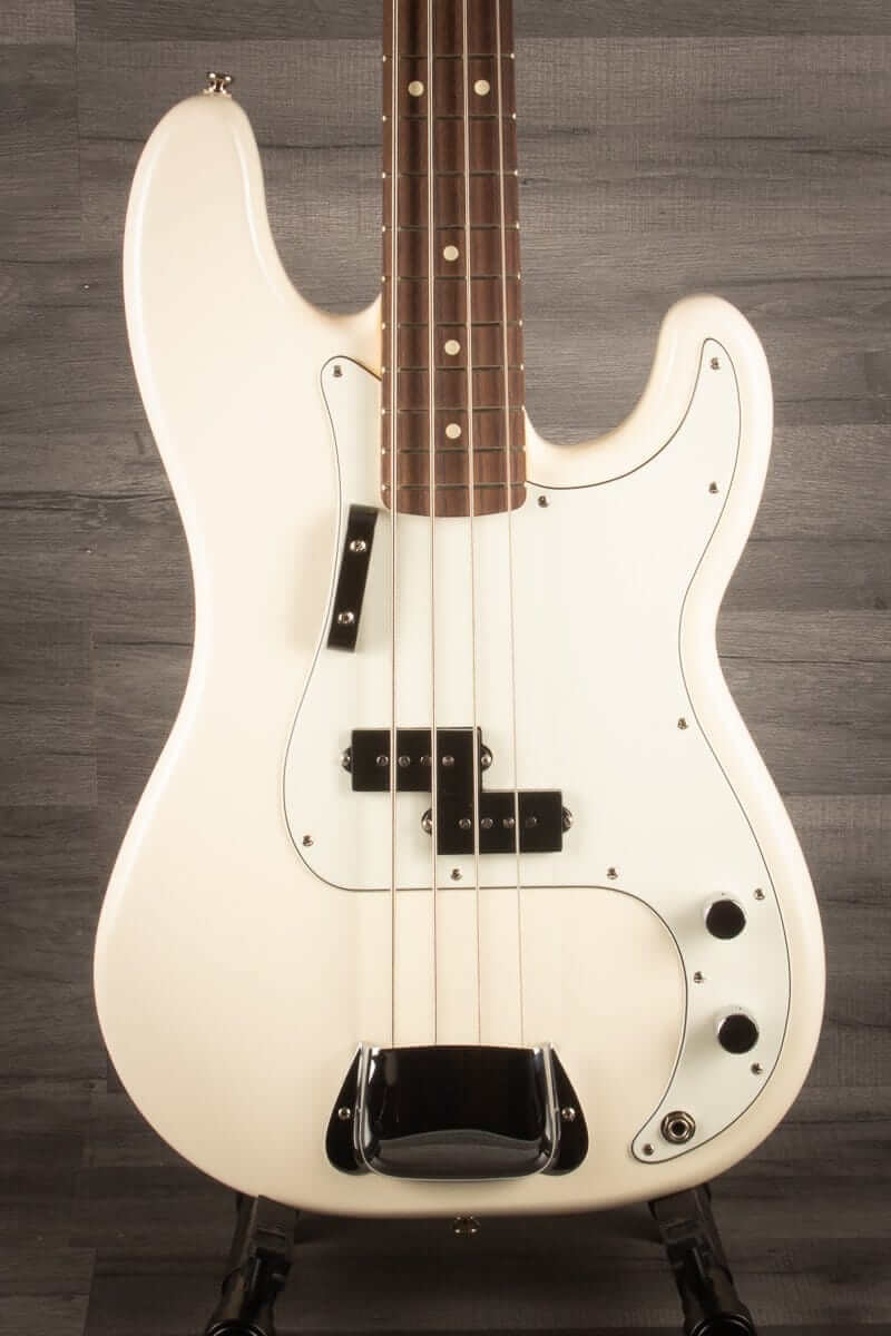 USED - Fender Standard Precision Bass Guitar, Rosewood Fingerboard - Olympic White