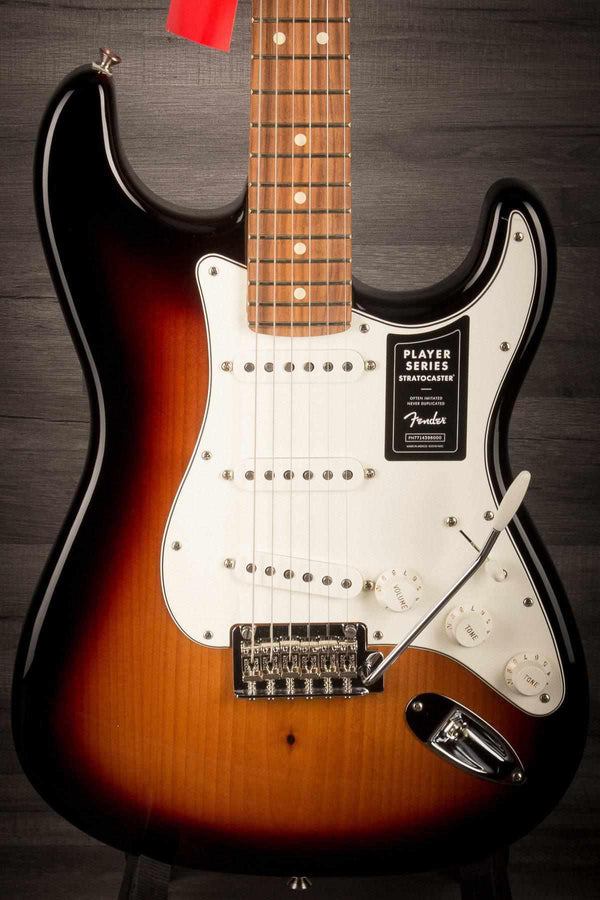 Fender player stratocaster 3 tone sunburst pau ferro deals