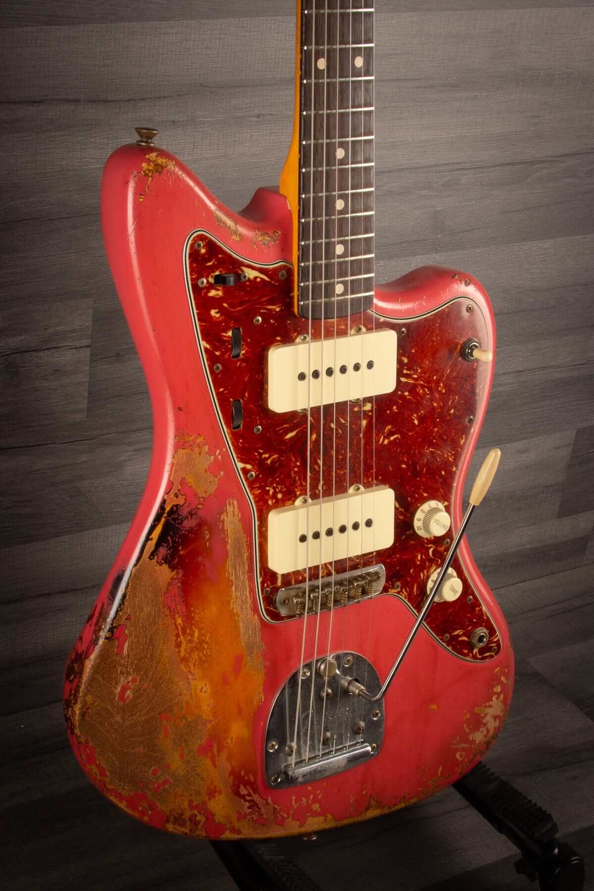 USED - Fender Carlos Lopez Masterbuilt '62 Jazzmaster (2021) - Faded Fiesta red over sunburst Heavy relic.