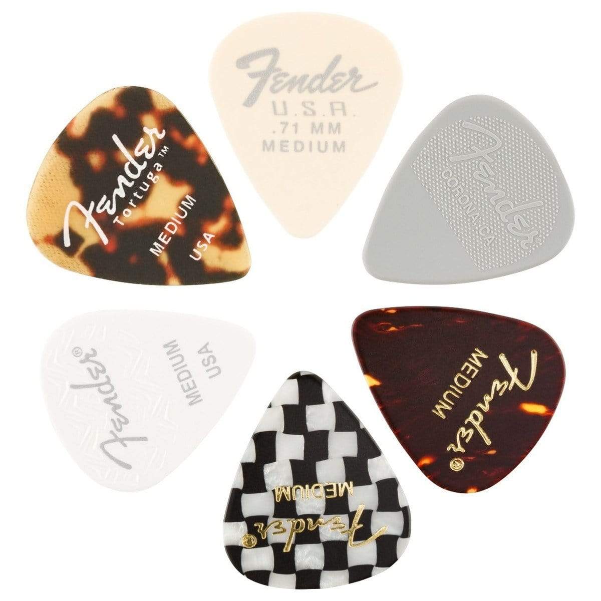 Fender Assorted material medium 351 shape pick pack (6)