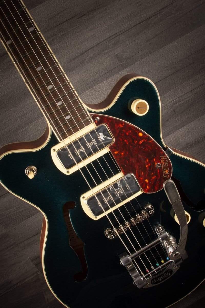 Gretsch - G2655T-P90 Streamliner™ Center Block Jr. Double-Cut P90 with Bigsby®, Laurel Fingerboard, Two-Tone Midnight Sapphire and Vintage Mahogany Stain