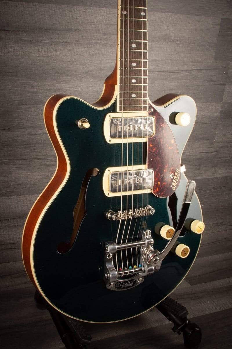 Gretsch - G2655T-P90 Streamliner™ Center Block Jr. Double-Cut P90 with Bigsby®, Laurel Fingerboard, Two-Tone Midnight Sapphire and Vintage Mahogany Stain