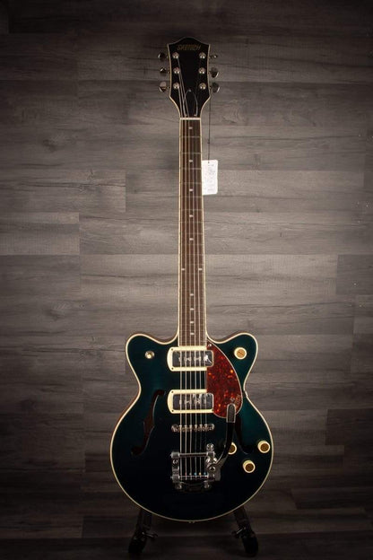 Gretsch - G2655T-P90 Streamliner™ Center Block Jr. Double-Cut P90 with Bigsby®, Laurel Fingerboard, Two-Tone Midnight Sapphire and Vintage Mahogany Stain