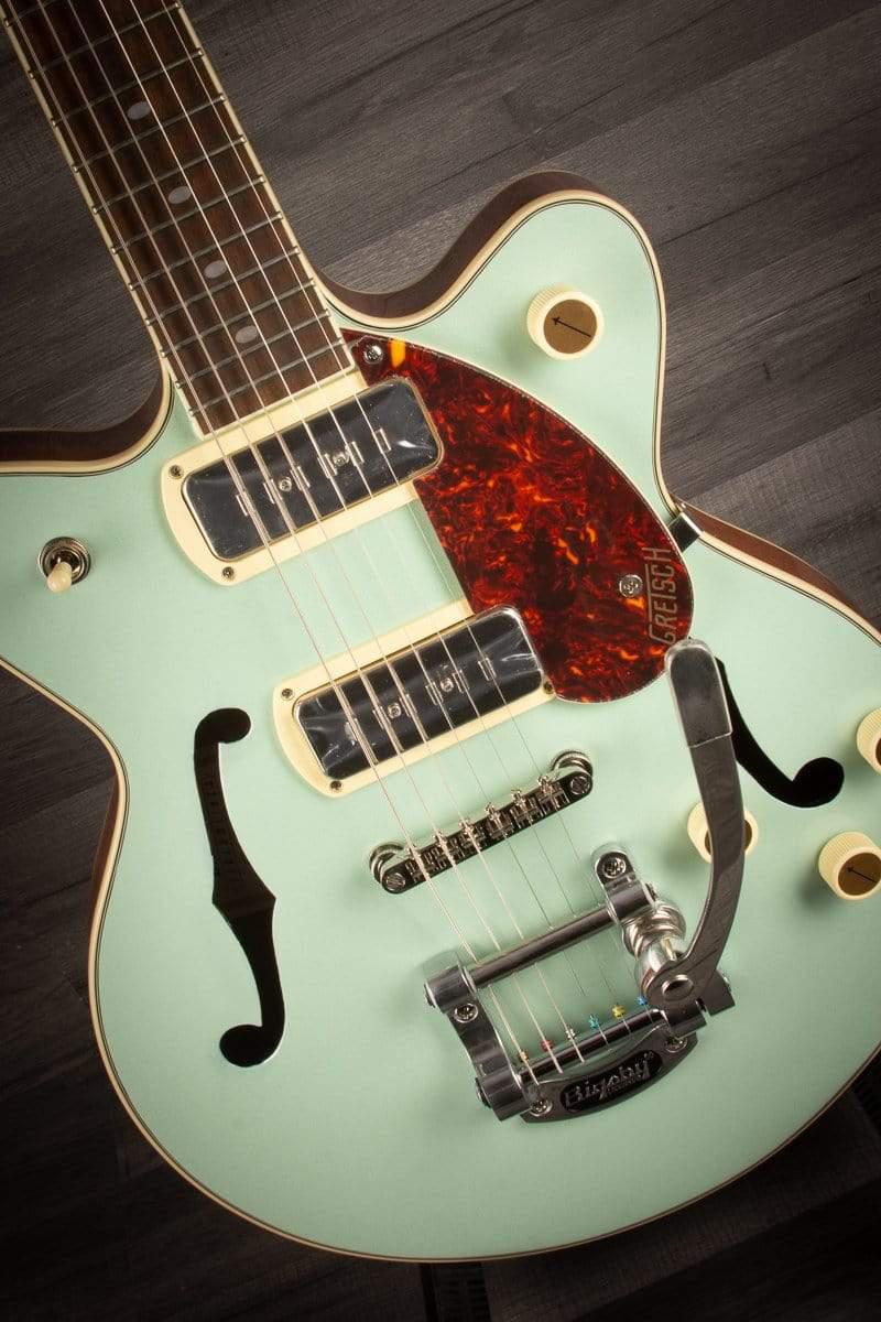 Gretsch - G2655T-P90 Streamliner™ Center Block Jr. Double-Cut P90 with Bigsby®, Laurel Fingerboard, Two-Tone Mint Metallic and Vintage Mahogany Stain