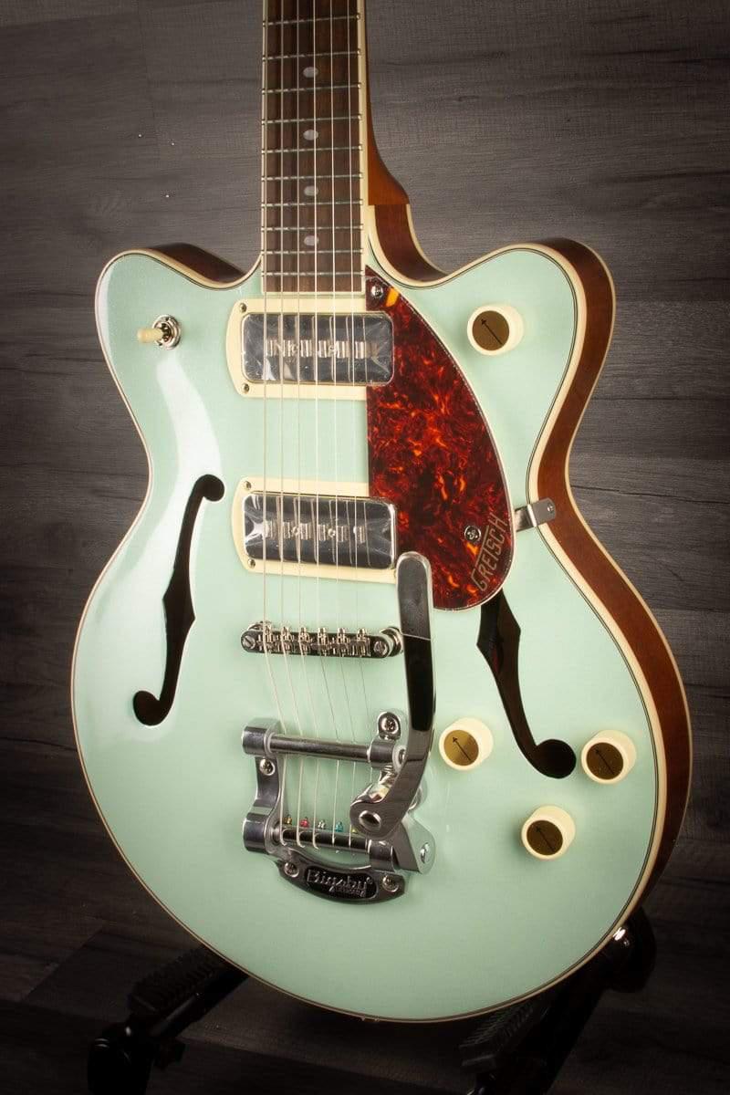 Gretsch - G2655T-P90 Streamliner™ Center Block Jr. Double-Cut P90 with Bigsby®, Laurel Fingerboard, Two-Tone Mint Metallic and Vintage Mahogany Stain
