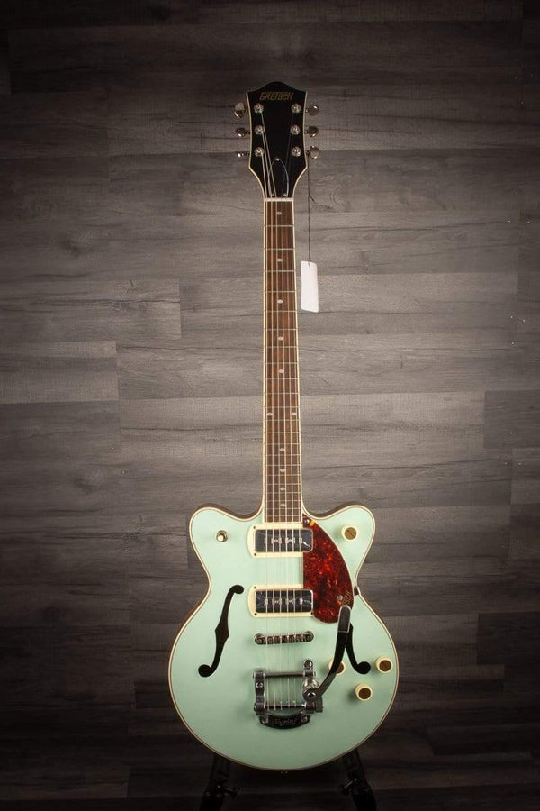 Gretsch Electric Guitar Gretsch - G2655T-P90 Streamliner™ Center Block Jr. Double-Cut P90 with Bigsby®, Laurel Fingerboard, Two-Tone Mint Metallic and Vintage Mahogany Stain