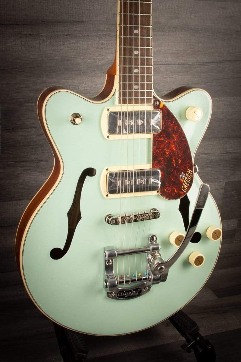 Gretsch - G2655T-P90 Streamliner™ Center Block Jr. Double-Cut P90 with Bigsby®, Laurel Fingerboard, Two-Tone Mint Metallic and Vintage Mahogany Stain
