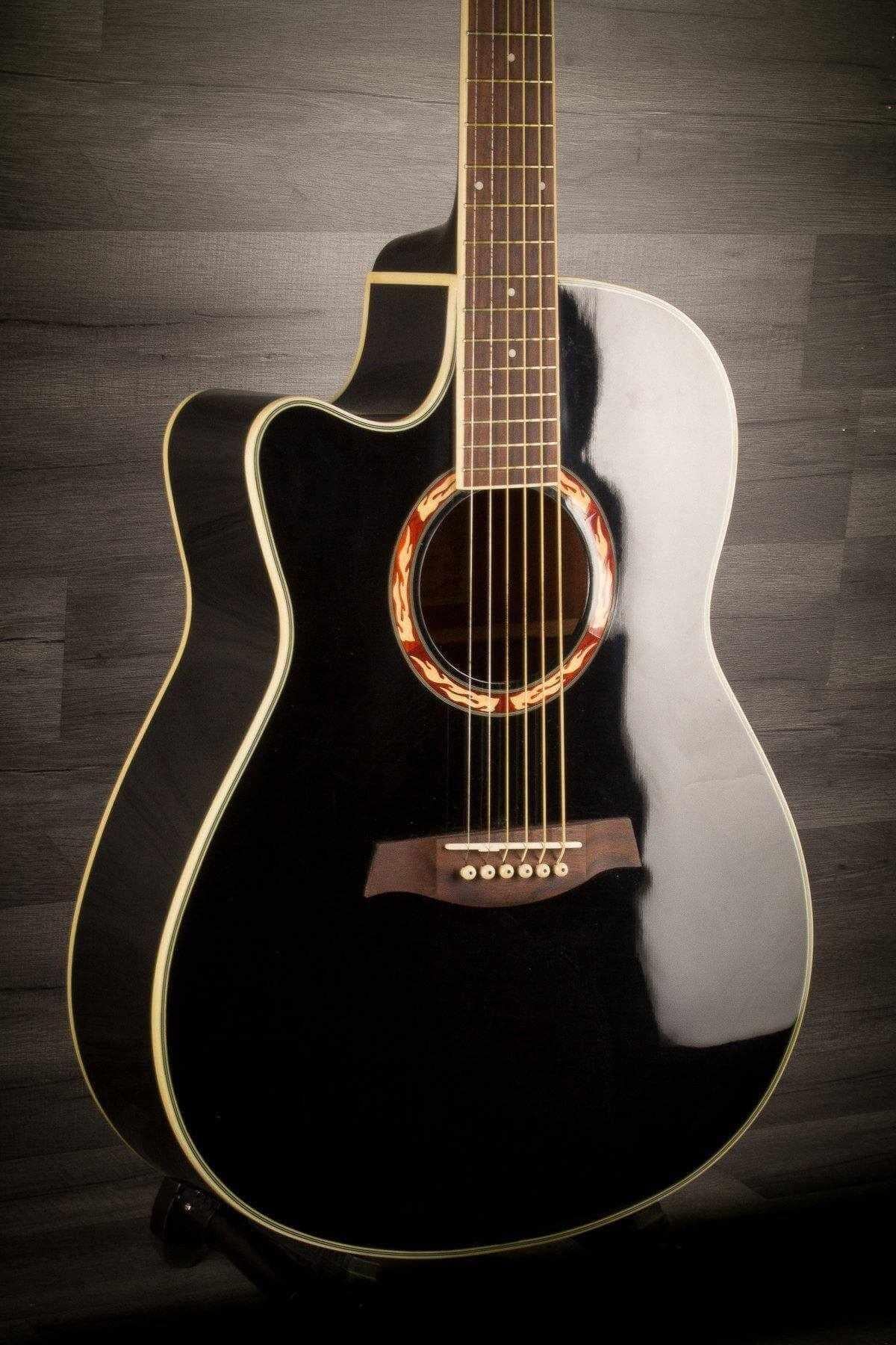 USED - Ibanez AEF18LE Left-Handed Acoustic-Electric Guitar Black