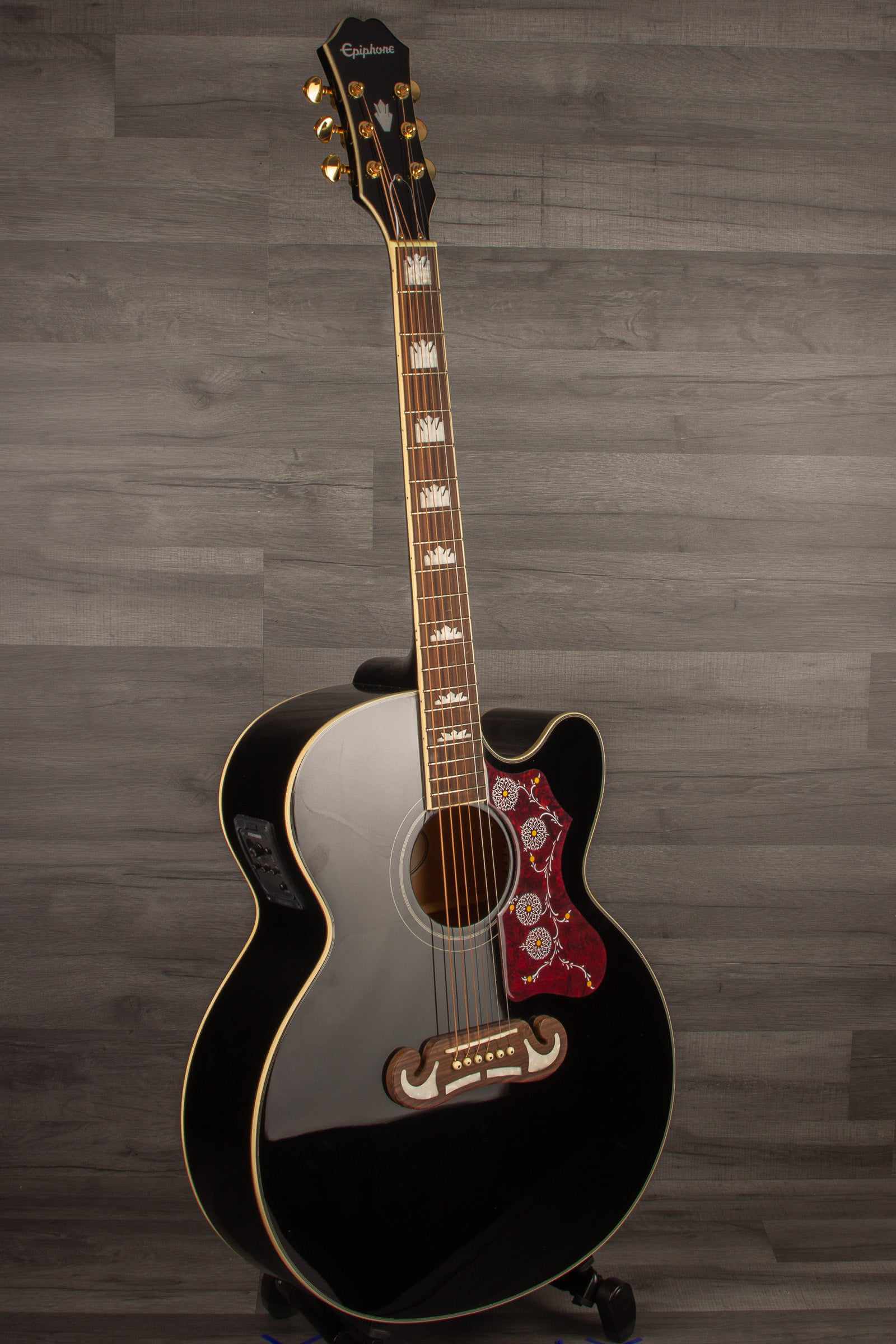Epiphone J200 EC Studio Solid Top, Fishman Sonitone - Black, Acoustic Guitar