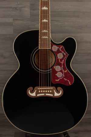 Epiphone J200 EC Studio Solid Top, Fishman Sonitone - Black, Acoustic Guitar - Set Up by MusicStreet