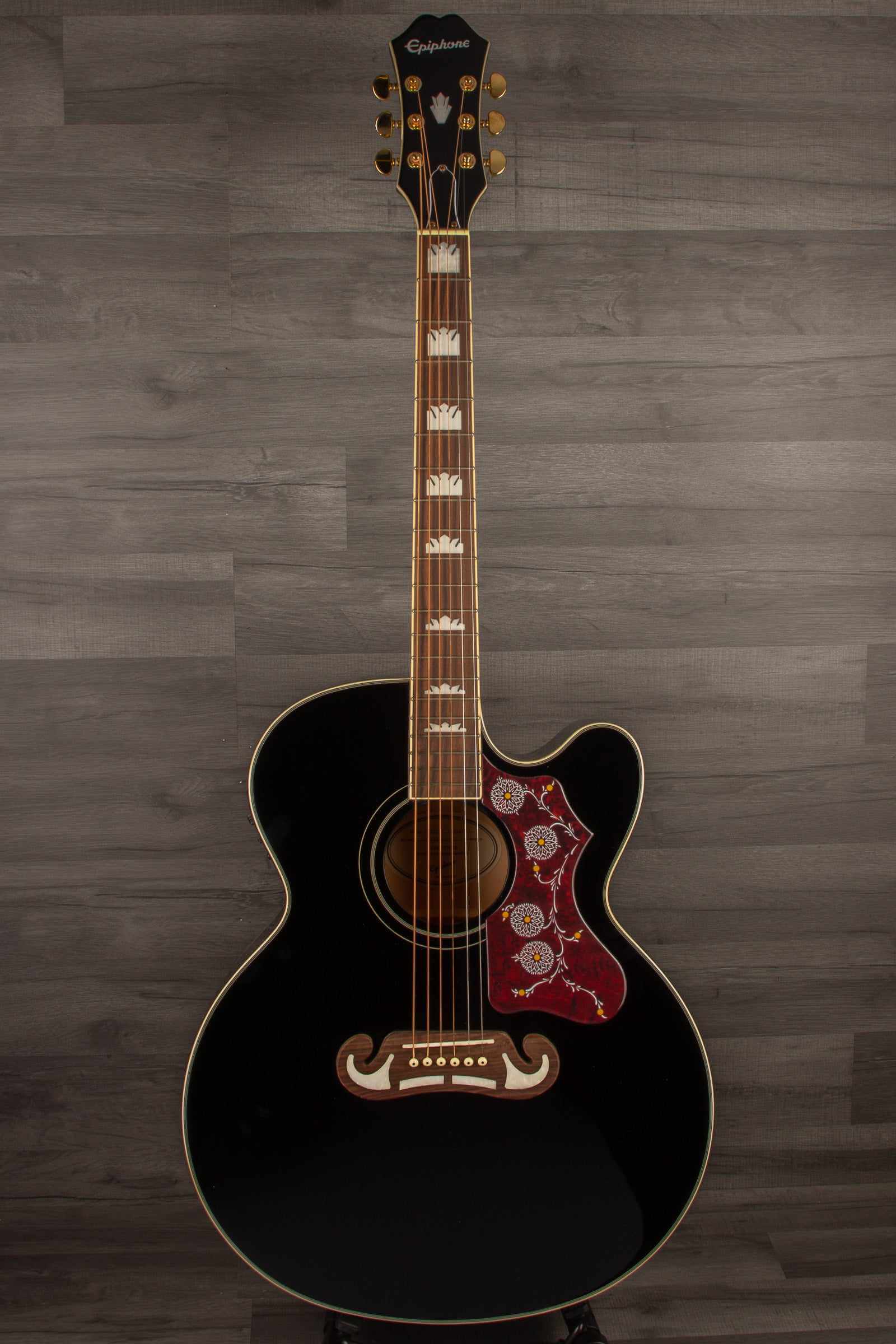 Epiphone J200 EC Studio Solid Top, Fishman Sonitone - Black, Acoustic Guitar