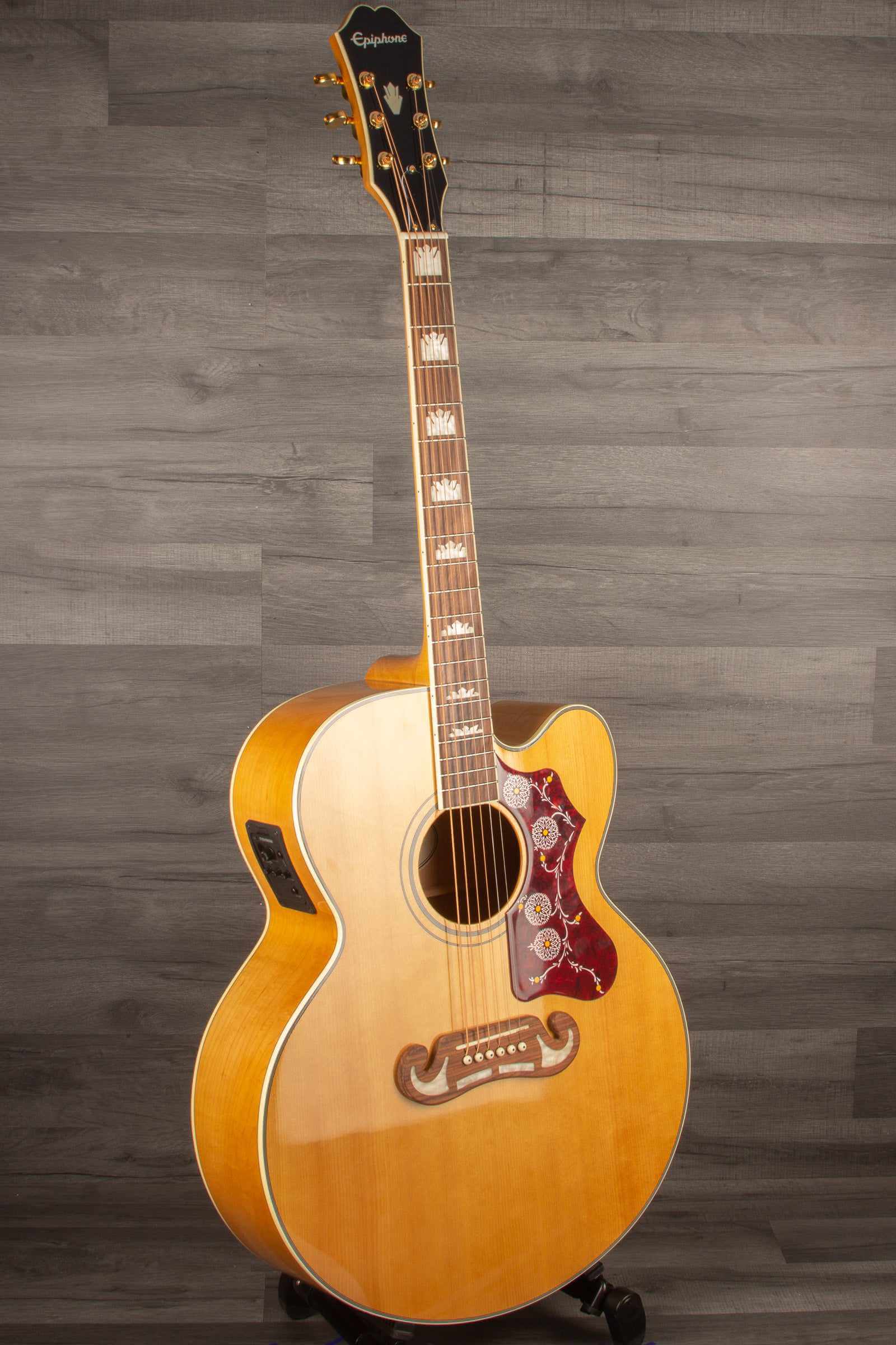 Epiphone J200 EC Studio Solid Top, Fishman Sonitone - Vintage Natural