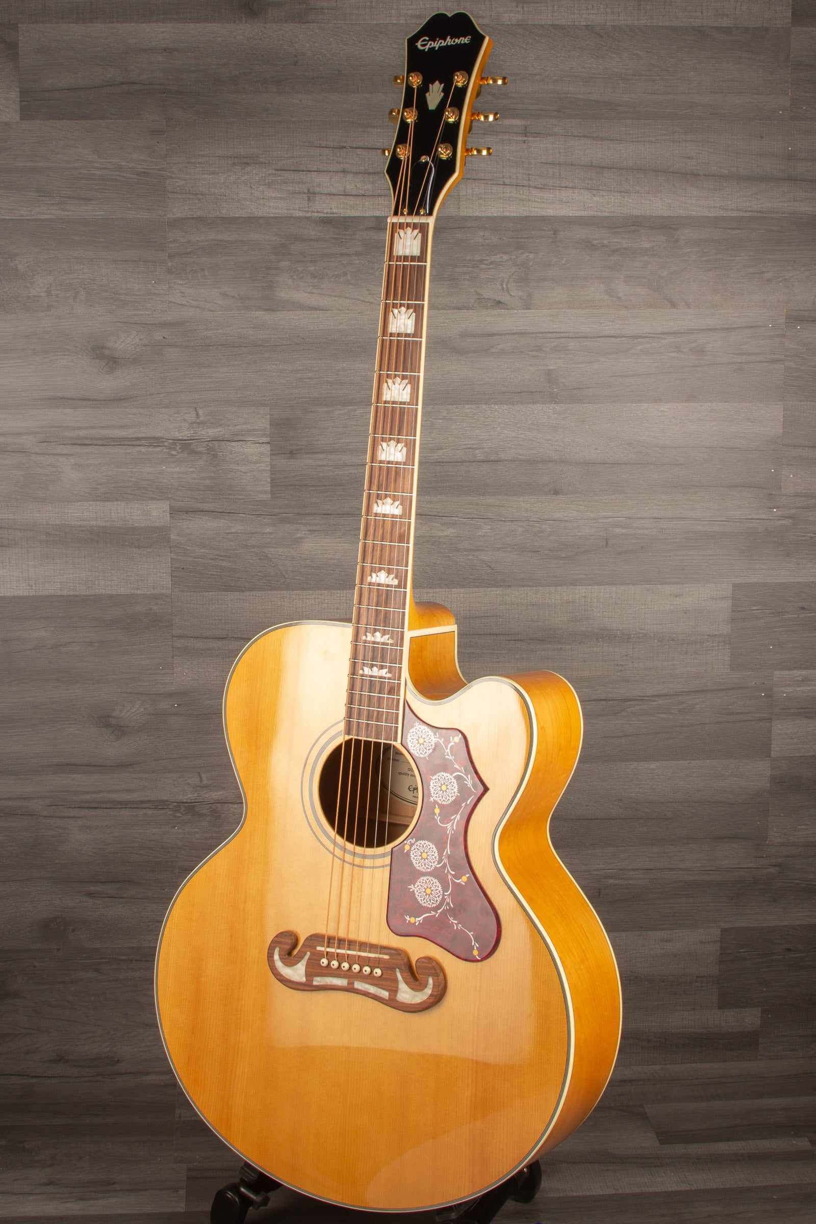 Epiphone J200 EC Studio Solid Top, Fishman Sonitone - Vintage Natural