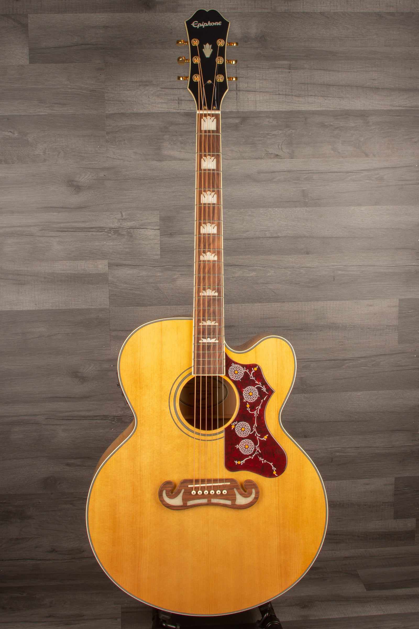 Epiphone J200 EC Studio Solid Top, Fishman Sonitone - Vintage Natural