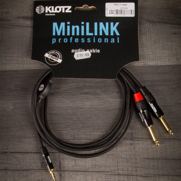 Klotz Y-Cable 3.5mm Twin Jack Cable -1.5m