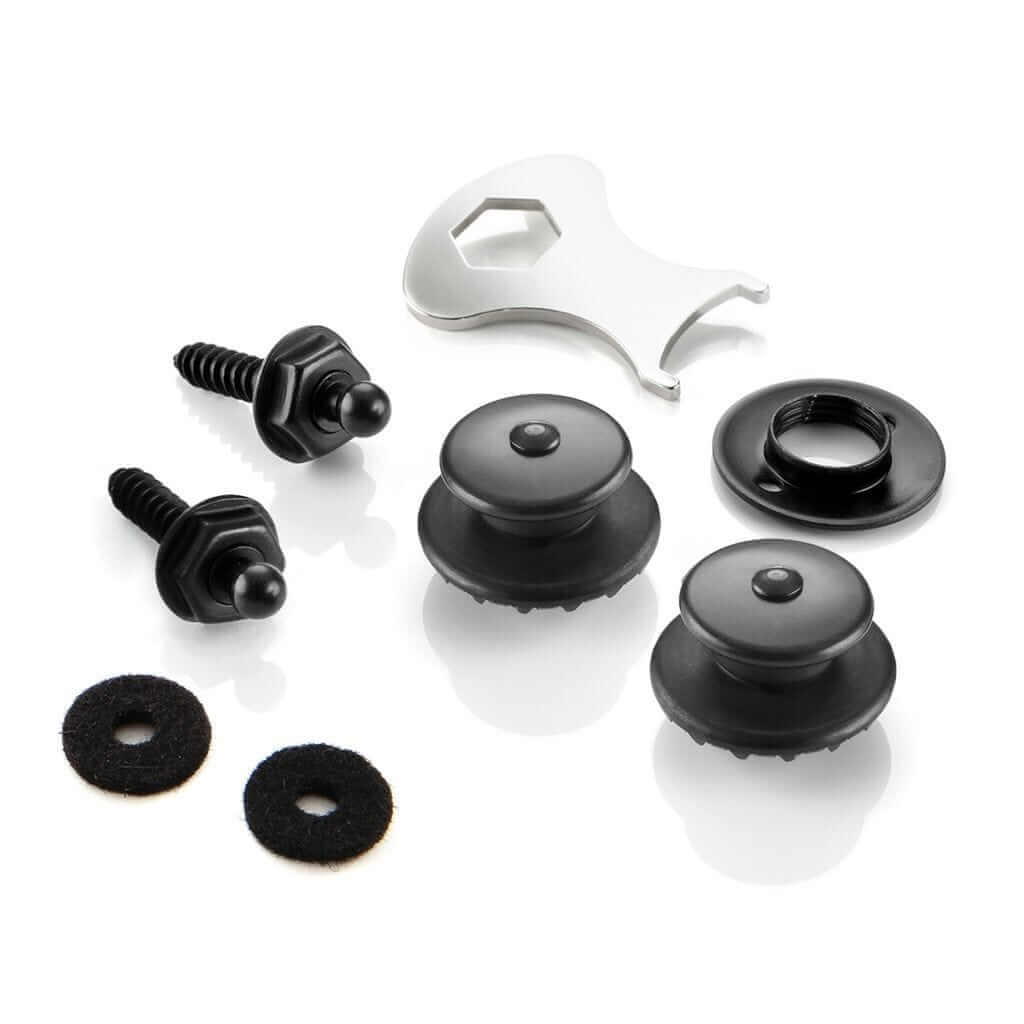 Loxx Electric Guitar/Bass Strap Lock Set, Black Chrome