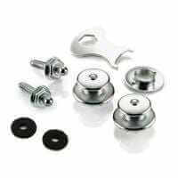 Loxx Strap Locks - Chrome set including hardware for secure guitar strap attachment.