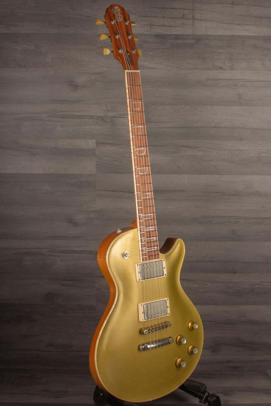 Patrick James Eggle Macon Carved Top Electric Guitar - Gold Top, Santos Rosewood Neck s#30913
