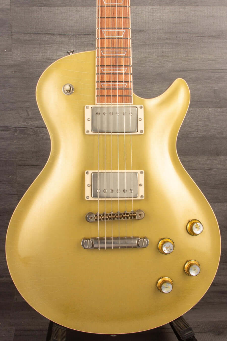 Patrick James Eggle Macon Carved Top Electric Guitar - Gold Top, Santos Rosewood Neck s#30913