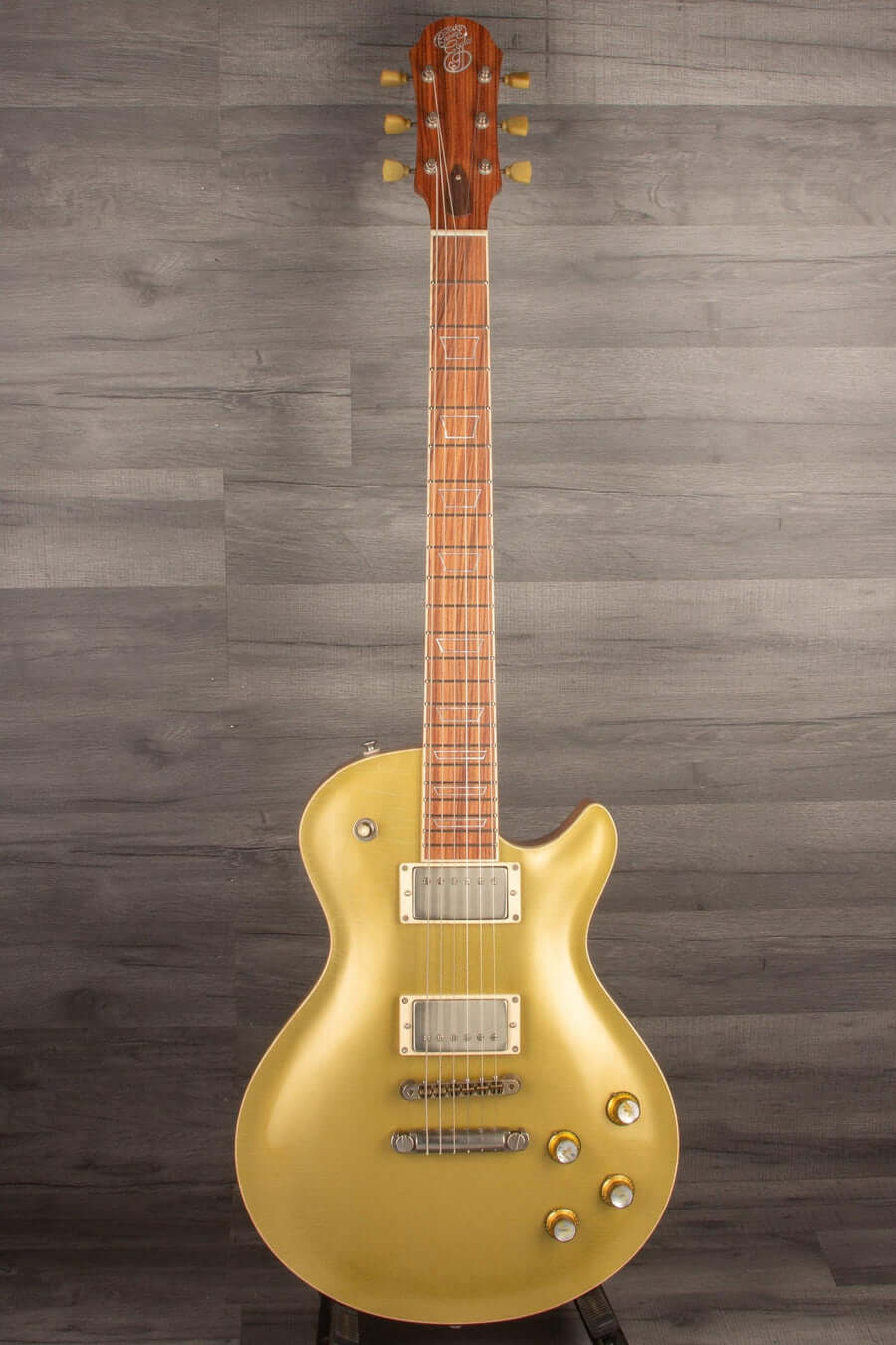 Patrick James Eggle Macon Carved Top Electric Guitar - Gold Top, Santos Rosewood Neck s#30913