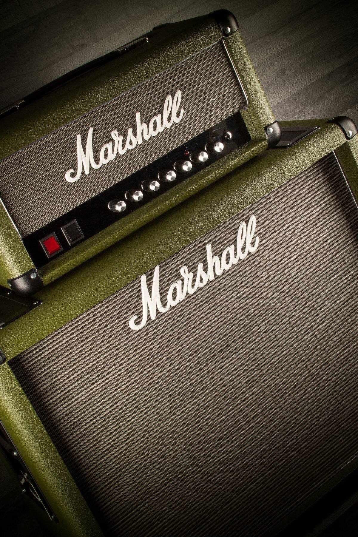 USED - Marshall 2525H Silver Jubilee Head & Cab - Custom Green Tolex